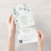 Invitation Tout En Un Budget Rustique Verdure Mariage Eucalyptus Sage (Déchirure)