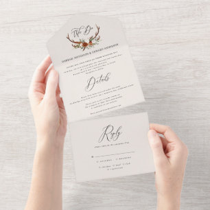 Invitation Tout En Un Budget stag terre cuite florale rustique élégant