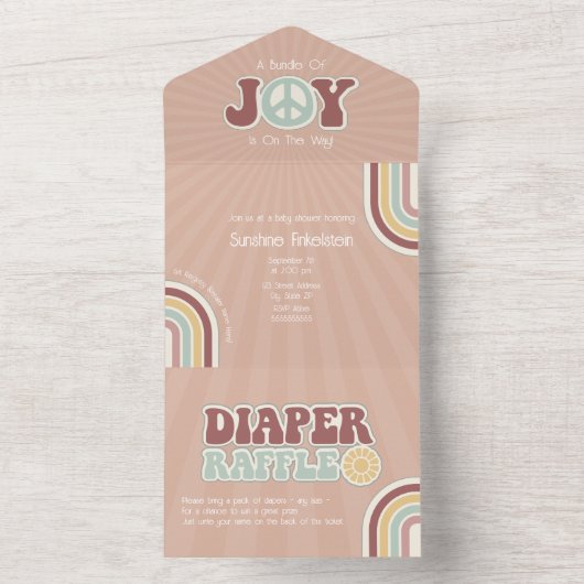 Invitation Tout En Un Bundle Joy Peace Muted Diaper Raffle (À l'intérieur)