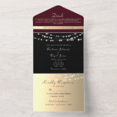 Invitation Tout En Un Burgundy Black Gold String Mariage (À l'intérieur)