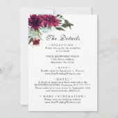 Invitation Tout en un Burgundy Bleu Floral Mariage chrétien (Dos)