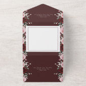 Invitation Tout En Un Burgundy Blush Rose Roses Floral QR Code Mariage (Dehors)