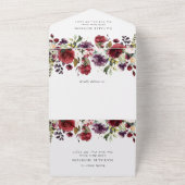 Invitation Tout En Un Burgundy Flowers, Pink Flowers, Boho, Birthday (Dehors)