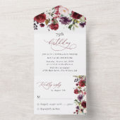 Invitation Tout En Un Burgundy Flowers, Pink Flowers, Boho, Birthday (À l'intérieur)