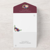 Invitation Tout En Un Burgundy Navy Blush Floral Mariage de automne (Dehors)