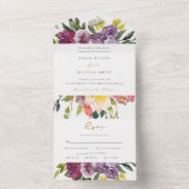 INVITATION TOUT EN UN BURGUNDY PURPLE LIME ROSE VERT MARIAGE FLORAL (À l'intérieur)