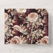Invitation Tout En Un Burgundy Rouge Blush Floral Mariage (Verso)
