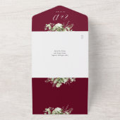 Invitation Tout En Un Burgundy Rouge Floral QR Code Mariage officiel (Dehors)