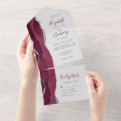 Invitation Tout En Un Burgundy Silver Agate Gray Wedding (Déchirure)