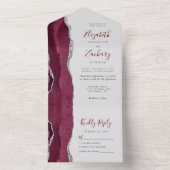 Invitation Tout En Un Burgundy Silver Agate Gray Wedding (À l'intérieur)