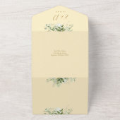 Invitation Tout En Un Buttercup Jaune verdure QR Code Monogramme Mariage (Dehors)