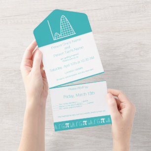 Invitation Tout En Un Ça S'Additionne en Turquoise