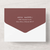 Invitation Tout En Un Cabernet Red Modern Rose Gold Cercles Mariage (Verso)