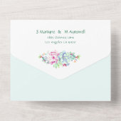 Invitation Tout En Un Cactus Mariage Géométrique Succulent rose (Verso)