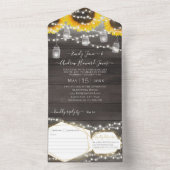 Invitation Tout En Un Cadre Géométrique Doré Tournesol Pot Mason Photo T (À l'intérieur)