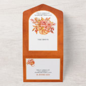 Invitation Tout En Un Cadre orange brûlé, fleurs, mariage de automne cit (Dehors)