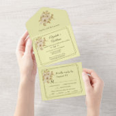 Invitation Tout En Un Cadre rose - Mariage jaune céleste (Déchirure)