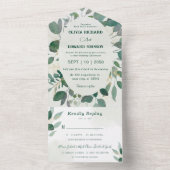 Invitation Tout En Un Cadre verdoyant et feuilles or avec Mariage Rsvp (À l'intérieur)