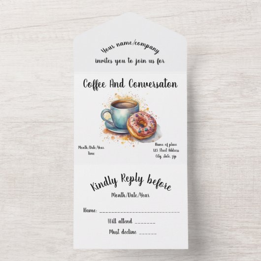 Invitation Tout En Un Café Et Donuts (À l'intérieur)