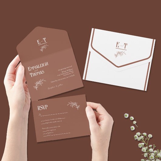 Invitation Tout En Un Caliente Cocoa Simple Mariage moderne