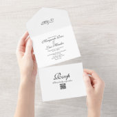Invitation Tout En Un Caligraphie simple Noir Blanc Élégant Mariage (Déchirure)