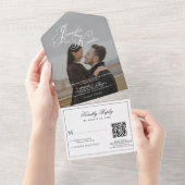 Invitation Tout En Un Calligraphie classique élégante QR Code Mariage ph (Déchirure)