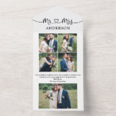 Invitation Tout En Un Calligraphie Coeur M. Mme 5 Photo Tout en une cart (À l'intérieur)