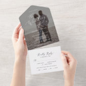 Invitation Tout En Un Calligraphie délicate Mariage de superposition pho (Déchirure)