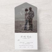 Invitation Tout En Un Calligraphie délicate Mariage de superposition pho (À l'intérieur)