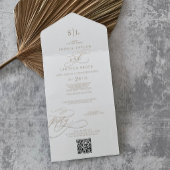 Invitation Tout En Un Calligraphie d'or romantique Monogramme Code QR Ma