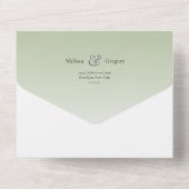 Invitation Tout En Un Calligraphie Florale Vert Sauge Bleu Morose (Verso)