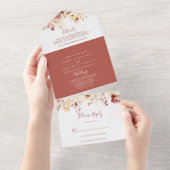 Invitation Tout En Un Calligraphie Mariage floral gracieux (Déchirure)