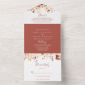 Invitation Tout En Un Calligraphie Mariage floral gracieux (À l'intérieur)