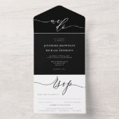 Invitation Tout En Un Calligraphie Mariage simple noir et blanc (À l'intérieur)