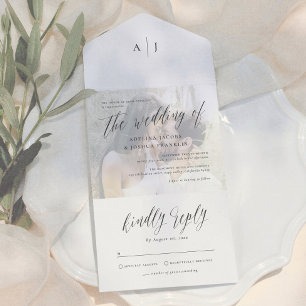 Invitation Tout En Un Calligraphie Moderne de Style Engagement Photo Mar