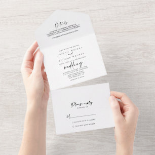 Invitation Tout En Un Calligraphie Moderne Mariage élégant  