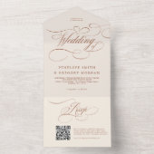 Invitation Tout En Un Calligraphie moderne Mariage en terre cuite intemp (À l'intérieur)