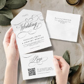 Invitation Tout En Un Calligraphie moderne mariage noir blanc intemporel