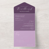 Invitation Tout En Un Calligraphie moderne Purple Plum Mariage (À l'intérieur)