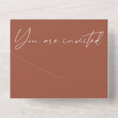 Invitation Tout En Un Calligraphie moderne Solid Mariage en terre cuite (Verso)