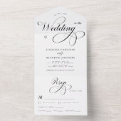 Invitation Tout En Un Calligraphie noir et blanc Mariage traditionnel (À l'intérieur)