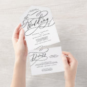 Invitation Tout En Un Calligraphie romantique Détails élégants Mariage R (Déchirure)