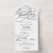 Invitation Tout En Un Calligraphie romantique Détails élégants Mariage R (À l'intérieur)