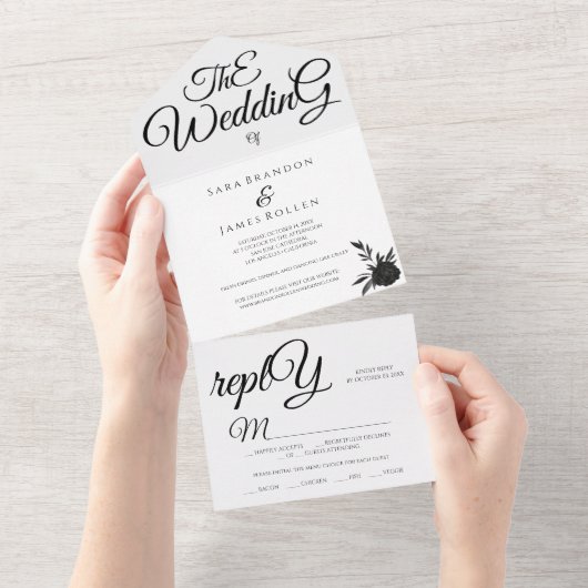 Invitation Tout En Un Calligraphie romantique Le Mariage (Déchirure)