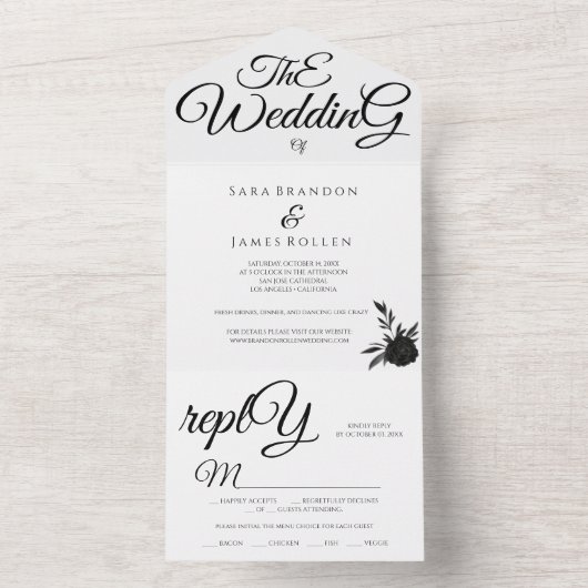 Invitation Tout En Un Calligraphie romantique Le Mariage (À l'intérieur)