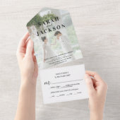 Invitation Tout En Un Calligraphie romantique Mariage superposé (Déchirure)