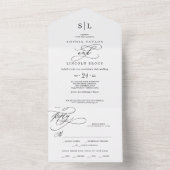 Invitation Tout En Un Calligraphie romantique Monogramme Mariage (À l'intérieur)