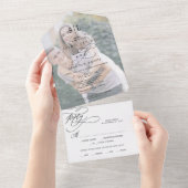 Invitation Tout En Un Calligraphie romantique Monogramme Mariage photo (Déchirure)