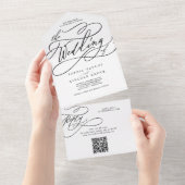 Invitation Tout En Un Calligraphie romantique QR Code Le Mariage De (Déchirure)