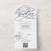 Invitation Tout En Un Calligraphie romantique QR Code Le Mariage De (À l'intérieur)